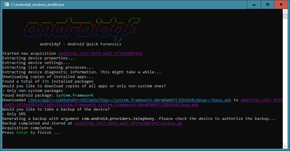 Screenshot of AndroidQF