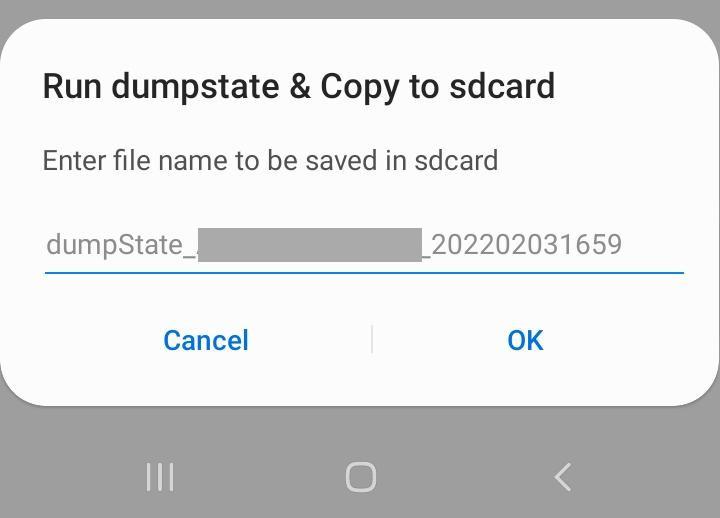 Screenshot of prompt for custom name