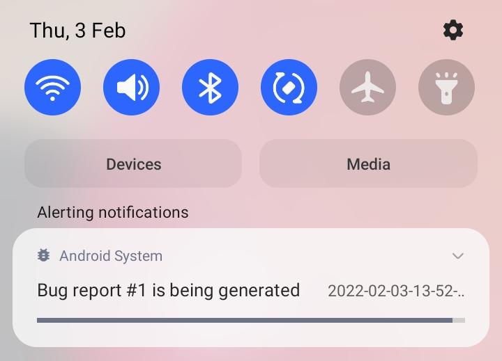 Screenshot of notification