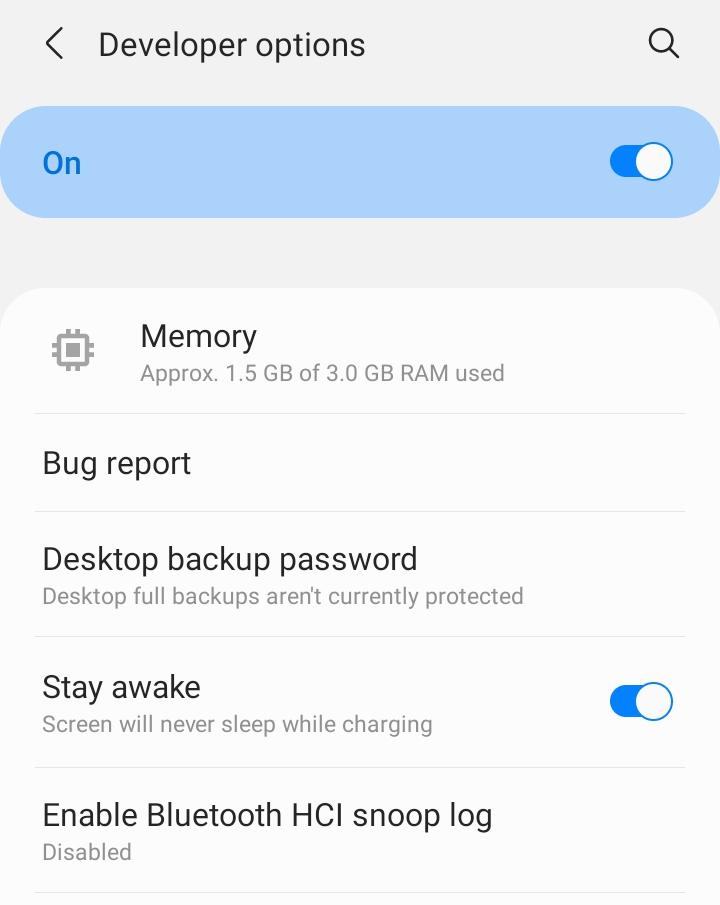 Screenshot of Settings app